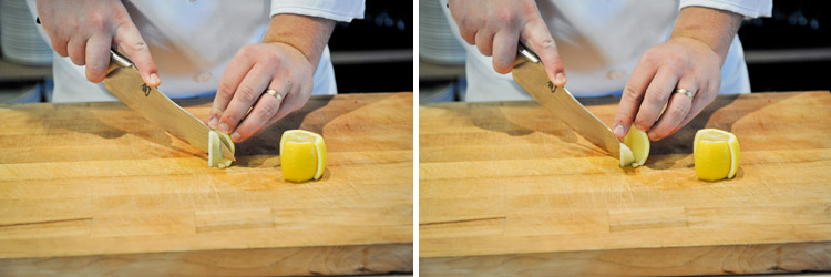 How to Cut Lemon Wedges for Garnish - Step Two