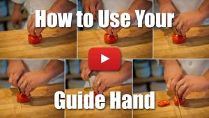This video will teach you how to use your guide hand for more accurate culinary cuts. 